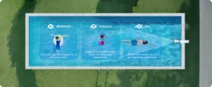 Tři úrovně intenzity proudu JetSwim — začátečník, průměr, profi
